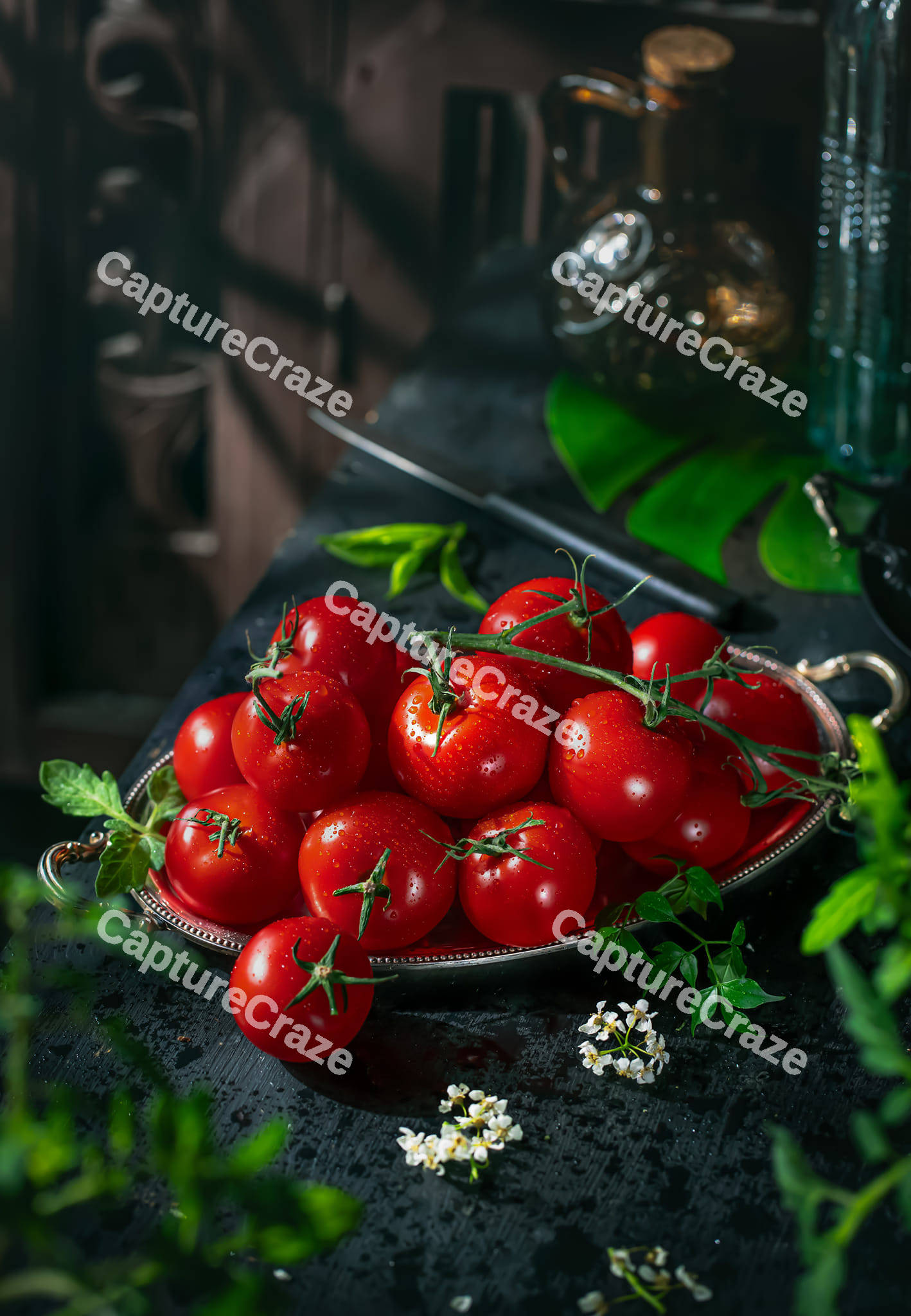 Tomatoes in a silver bowl
